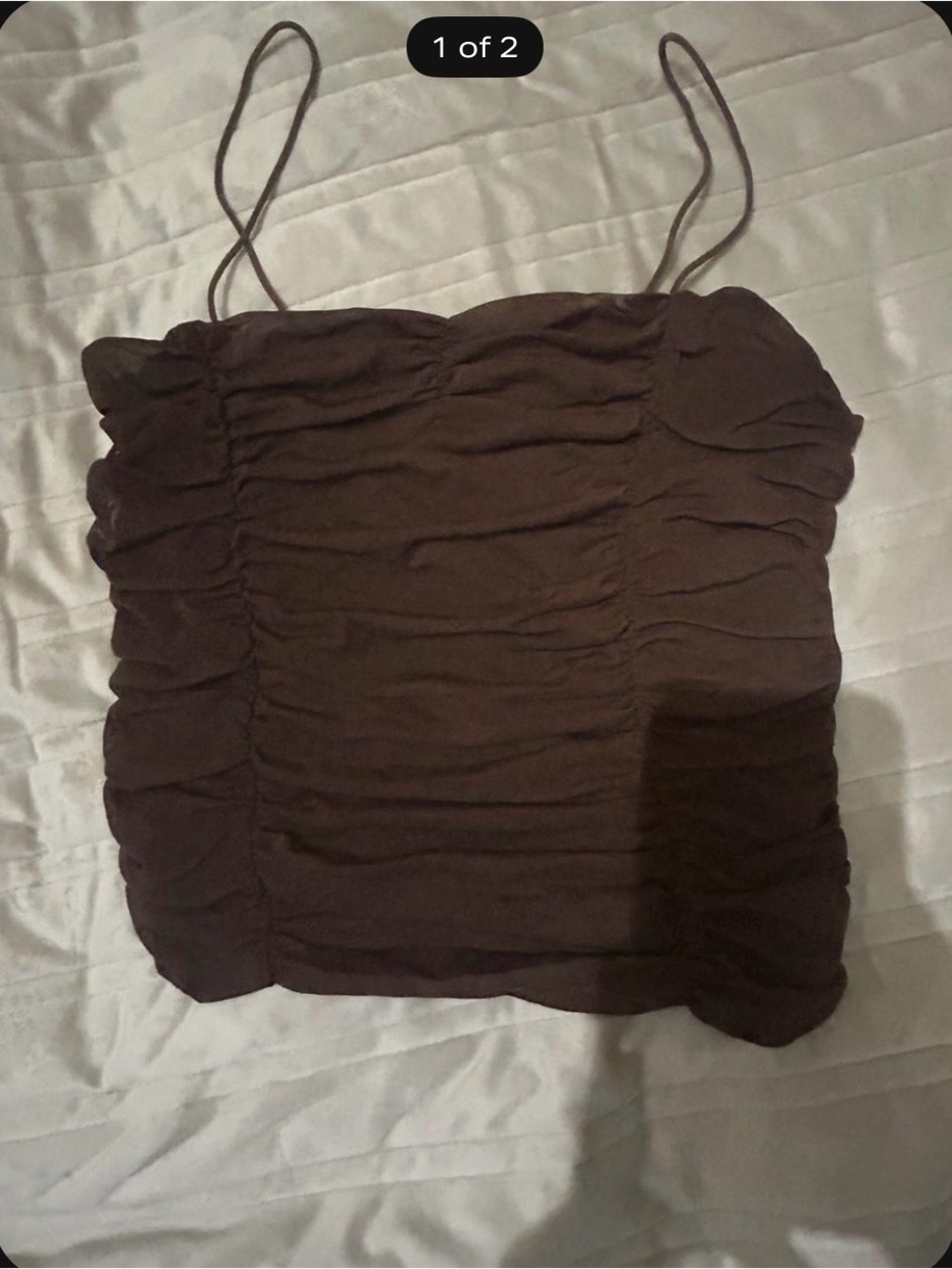 Rue21 Brown Ruched Spaghetti Strap Tank Top